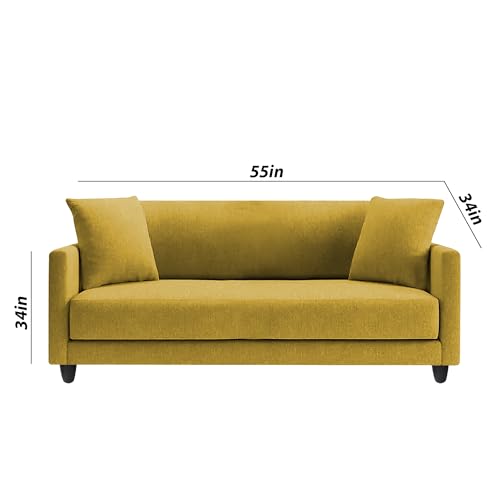 Image of Casaliving Dominic 3 + 2 Seater Sofa Set for Living Room (Yellow) Premium Fabric Sofa