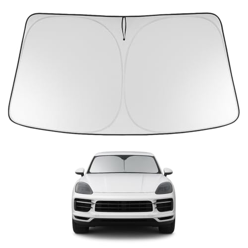 Image of Proadsy 2026 Upgrade Windshield Sun Shade Custom Fit 2019-2025 2026 Porsche Cayenne Foldable Front Sunshade Protector Sun Visor Blocks UV Rays Keep Car Cooler