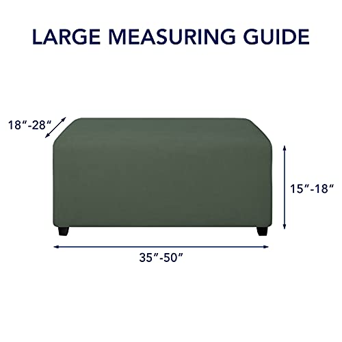 Image of PureFit Stretch Rectangle Ottoman Cover Footstool Cover, Grayish Green | Fleece Large Ottoman Slipcovers Soft Form Fit Rectangle Slipcover for Folding Storage with Nonslip Elastic Bottom
