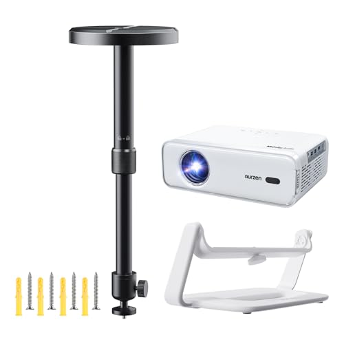 Image of Aurzen EAZZE D1 Smart Projector with Multi-Angle Stand & Adjustable Ceiling/Wall Mount Bundle – 1080P 500 ANSI, Auto Focus/Keystone, Flexible Desktop/Wall/Ceiling Setup