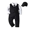 Baby Boys Gentleman Baptism Christening Formal Suit Onesie Overall Romper Waistcoat Bowtie Wedding Party Tuxedo Outfits…