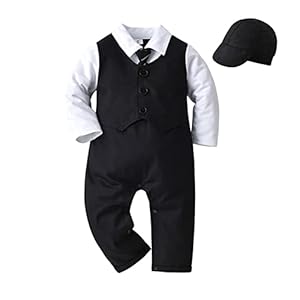 Baby Boy Gentleman White Shirt Waistcoat Bowtie Tuxedo Onesie Jumpsuit Overall Romper Birthday Outfit Formal Suit 0-18M
