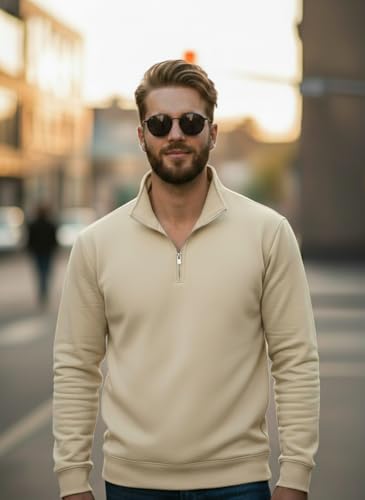 Image of Mack Jonney Men's Fleece Half-Zip High Neck Sweatshirt | Warm & Stylish Winter Wear -JM4380
