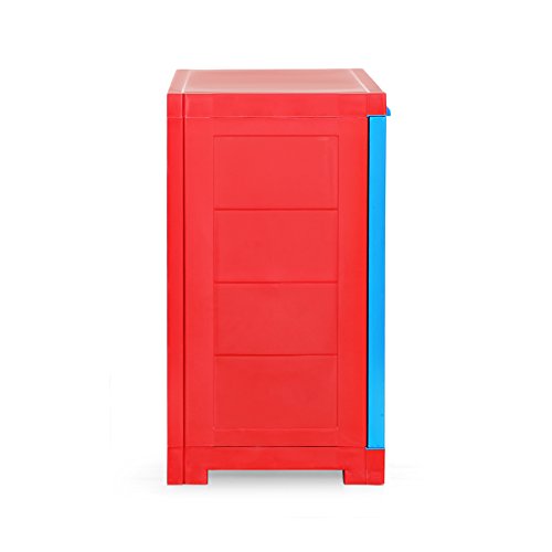 Image of Cello Novelty Compact Bookshelf, Red & Blue | 2 Dustproof Doors | Space Saving Cupboard | Plastic Book Shelf | Multipurpose Book Shelf for Home, Office | Book Organizer for Library