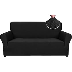 Ystyle Funda Sofa 2 Plazas, Ajustables Fundas Sofa Elasticas, Protector Sofa Gatos Arañazo y Perros Mascotas, Funda de Sofá con Reposabrazos Antideslizante Antimanchas Lavable, Negro
