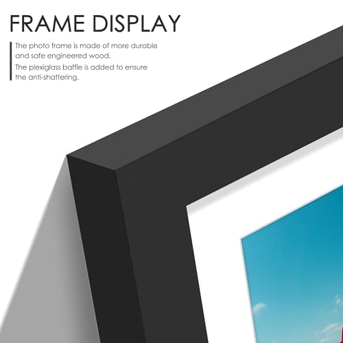 Image of DUENPY 20x20 Collage Picture Frames Display One 8x10 Inch and Six 4x6 and Four 5x5 Photos Collage Wall Decor Wall Hanging or Tabletop Black