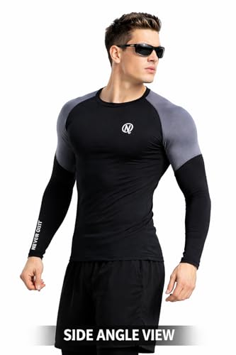 Image of NEVER QUIT Men Slim Fit Sports, Gym T-Shirt Black Color