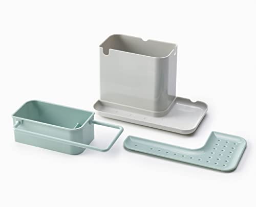 Joseph Joseph Caddy Kitchen Sink Area Organiser with Sponge Holder and Cloth Hanger - Stone/Sage, Regular - Image 2