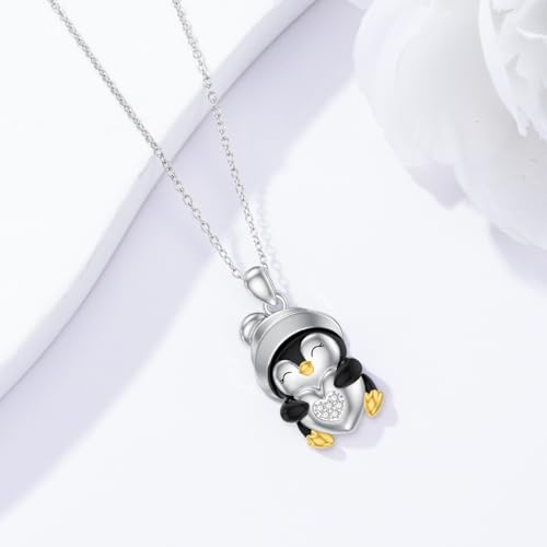 Diamond Penguin Necklace for Women Sterling Silver Penguin Pendant Necklace 925 Silver Penguin Necklace4