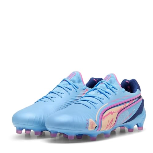 Puma King Ultimate Launch Firm Ground - Scarpe da Calcio da Uomo, Blu e Rosa, 43 EU