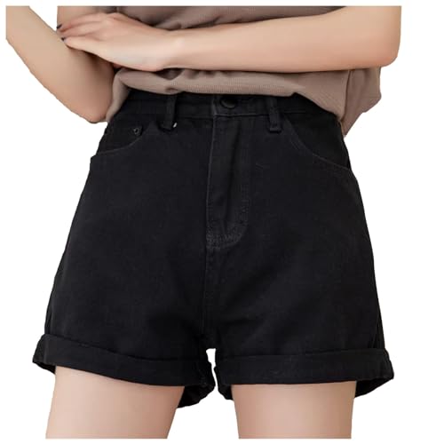 Womens Jean Shorts High Waisted Trendy Summer Wide Leg Stretchy Baggy Folded Hem Y2k Girls Denim Shorts Hot Shorts