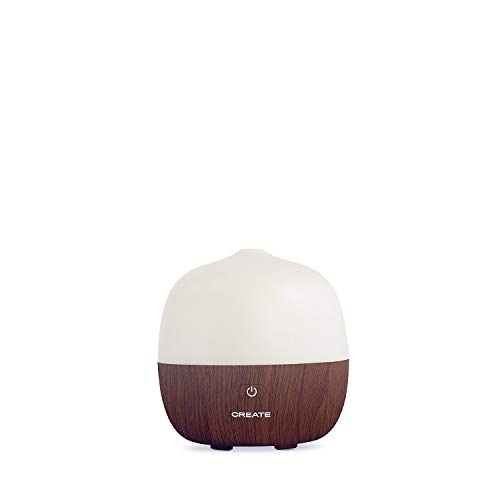 CREATE/Aroma Studio/Difusor de Aromas y humidificador Madera Oscura/Emite Vapor Frio con propiedades Humectantes y de Aromaterapia, 7 Colores de Luces LED programables, 120ml, 5W