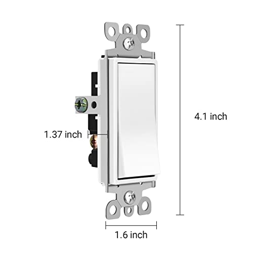 Dewenwils 3 Way Light Switch, Rocker In Wall On Off Switch, Decor Paddle Switch, 15A 120/277V, Ul Listed, 10 Pack (White) #TOP6