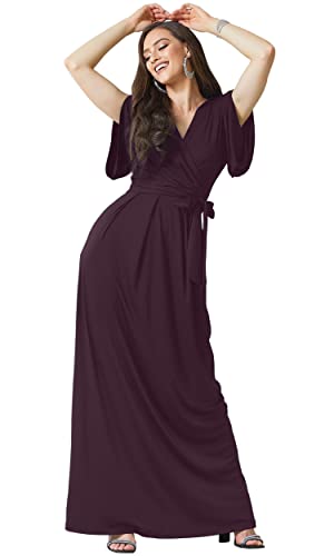 Image of KOH KOH Womens Long Pleated Flowy Modest Evening Wedding Guest Maxi Dress