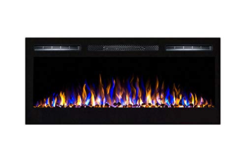 Moda Flame 35 Inch Cynergy Pebble Stone Built-In Wall Mounted Electric Fireplace #TOP2