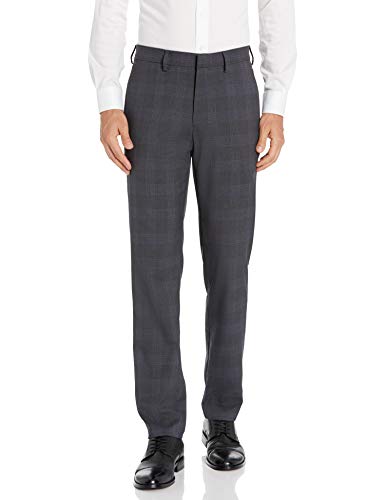Haggar Men's Signature Plaid Tailored Fit Flat Front Premium Flex WB Suit Separate Pant, Charcoal, 34 x 34