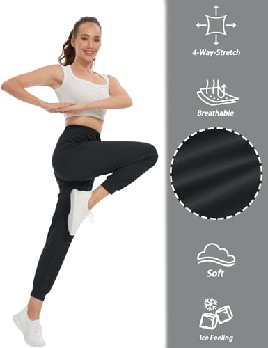 SEVEGO Women's 30"/32"/34"/36" Tall Inseam Joggers Lightweight Sweatpants Zipper Pockets Athletic Workout Lounge Pants4