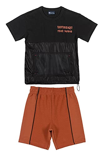 Conjunto Infantil Camiseta em Bolso em Tela Meninos Quimby, Preto, 8