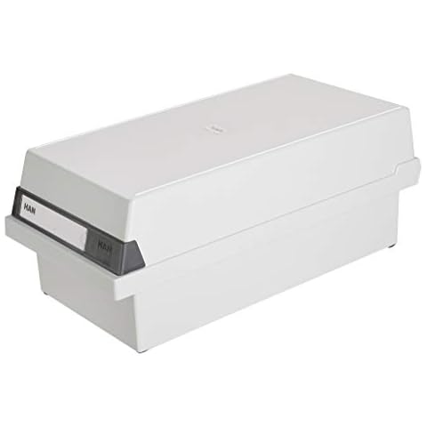 HAN Karteikasten DIN A6 quer, Lernkartei, Lernbox, modernes Design für 1.300 Karteikarten mit großem Beschriftungsfeld, 956-11, lichtgrau Cover