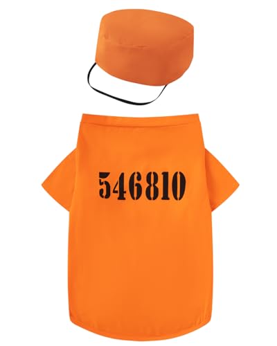 Disfraz de prisionero para perro talla Medium color naranja