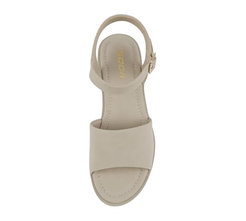 Image of Soda inchStacie inch ~ Women Open Toe Lug Sole Mid Block Heeled Sandals with Adjustable Ankle Strap