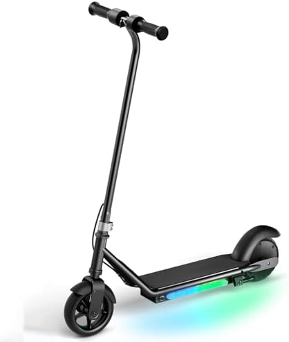 Electric Scooter for Kids, 10MPH Max Speed, 150W Motor, 3 Speeds Adjustable, LED Display, Double Brake, Magnetic Charging, Pedal Light, Kids Electric Scooter for Aged 6-12, Gifts for Boys & Girls