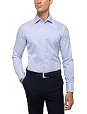Bügelfrei eterna Herren gestreiftes Twill Hemd Slim FIT 1/1 royal blau 41_H_1/1