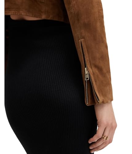 Women's Dalby Slim Fit Cropped Suede Biker Jacket4