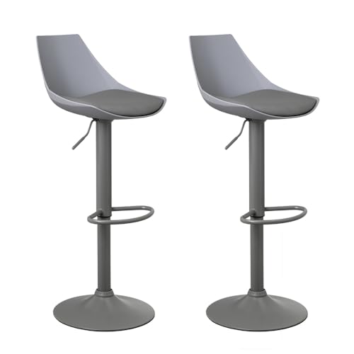 {Sillas Cocina Altas Pack de 2 Sillas Cocina LOLAhome Set de 2 Taburetes Altos Cocina Giratorios en 360°, Juego de Sillas de Bar Regulables en Altura de 83 a 104 cm, con...