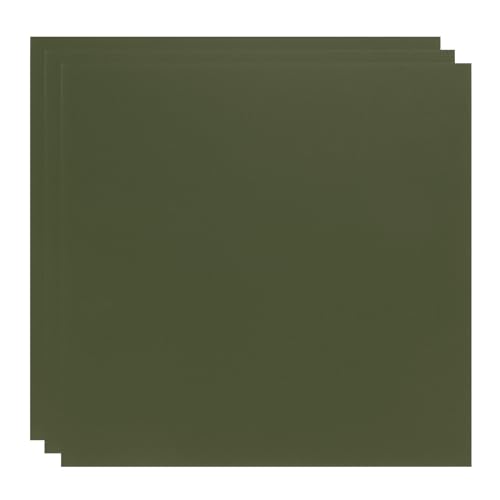 Image of ABS Plastic Sheet 12 x 12 Inch,Flexible Plastic Sheets 1 /12 Inch Thick Thermoplastic Sheet with Leather Texture Army Green for DIY Crafts Decors 3Pcs
