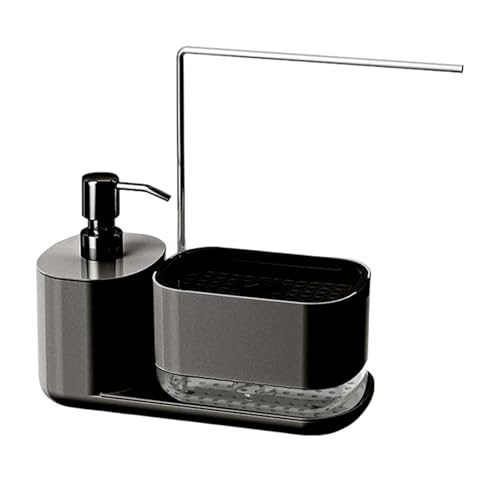 Organizador de cocina – Cesta versátil para fregadero, estante moderno para mostrador, bandeja de jabón desmontable, diseño de drenaje | Soporte de almacenamiento que ahorra espacio para artículos de