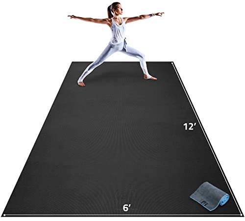 Gorilla Mats Extra Large Yoga Mat 12 x 6 x 8mm Extra Thick & Wide Non-Slip Exercise Mat for Home Gym Flooring Ultra Comfortable Workout Floor Mat for Barefoot Fitness & Stretching