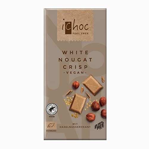 Chocolate blanco vegano con praliné y crocante de avellana BIO - iChoc - 80g