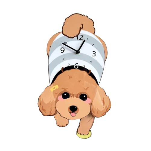 Horloge murale mignonne chien silencieuse jaune pour bureau - 7