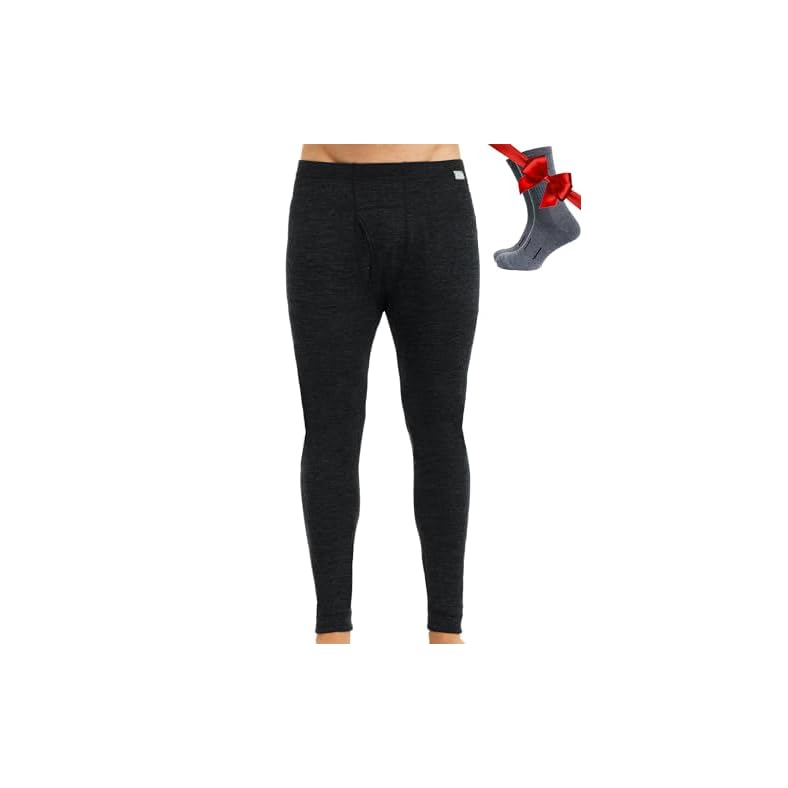 Merino Wool Base Layer Mens Bottom Pants 100% Merino Wool Heavyweight, Midweight, Lite Thermal Underwear Long Johns and Socks