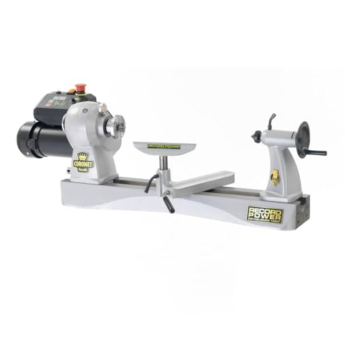 Record Power Coronet Herald Wood Lathe – Professional Benchtop Lathe with Swivel Head, 1 HP Motor, Variable Speed 95–3890 RPM, 1-1/4