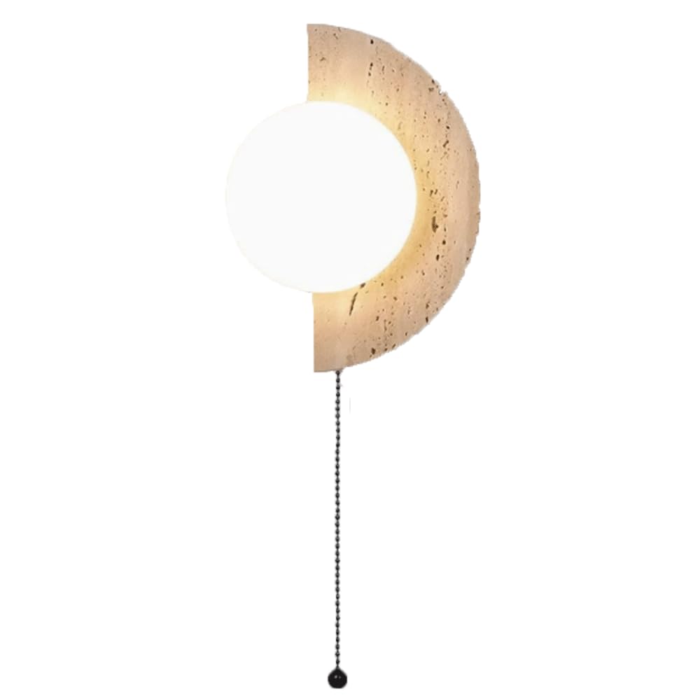 SHUANGZ Natural Travertine Wall Sconce, Modern Stone Wall Lamp with LED Light Warm White Minimalist Wall Light Fixture for Bedroom, Bathroom, Living Room, Hallway, Stairwell Decoration Stone Lamps