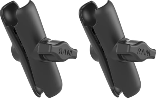 Image of RAM MOUNTS Medium Double Socket Arm for B Size 1″ Ball Mount Components, Connector Arm, Marine-Grade Aluminum RAM-B-201U (Pack of 2)