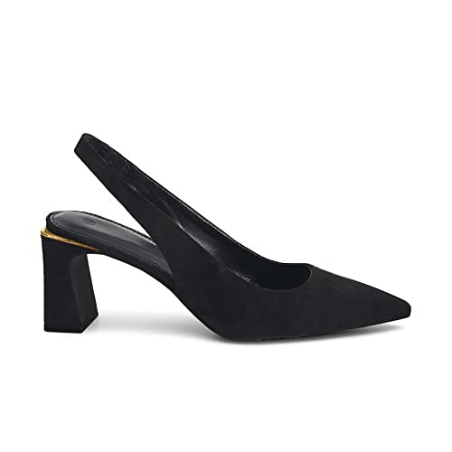 Image of JeimPoey Womens Slingback Chunky Heels Point Toe Pumps Shoes Block Heel Summer Sandals Low Heel Party Shoes