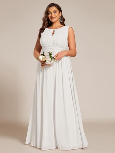 Image of Ever-Pretty Plus Women's Round Neck Sleeveless Empire Waist Maxi Plus Size Formal Gowns Bridesmaid Dresses