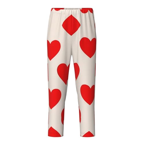 Pajama Pants Pajama Bottoms with Elastic Waistband Sleepwear Lounge Pants, Love Hearts