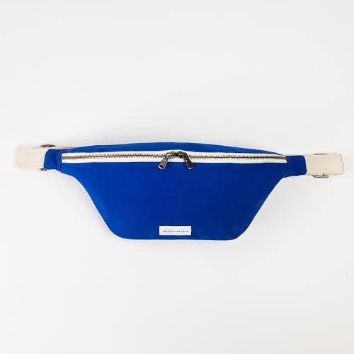 Image of The Peacock Crew Fanny Pack - Stylish Cotton Crossbody Bag for Men & Women - Adjustable Strap, Dual Zipper - Premium Fabric Shoulder Bag, Trekker Indigo Blue