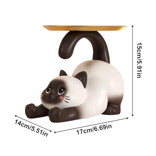 Plato de dulces para gatos Nuyhgtr de resina con bandeja de 17 cm 3