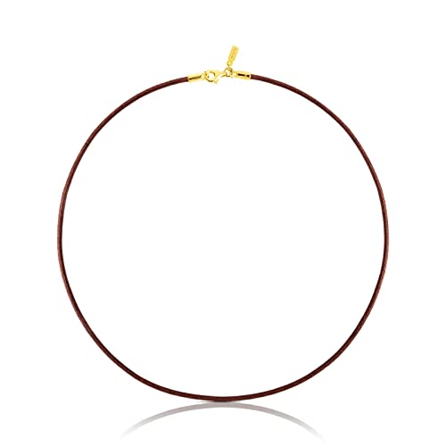 TOUS Gargantilla de Cuero para Mujer con Cierre en Baño de Oro 18Kt sobre Plata de Primera Ley, 40 cm de Largo, Versátil y Clásica, Colección Chokers