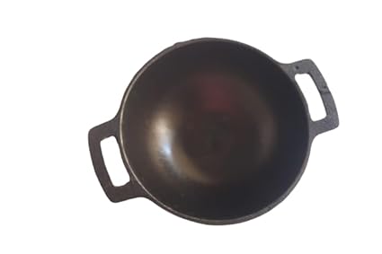 EARTHBOUND Cast Iron Smooth Kadai 7 inch (Black)