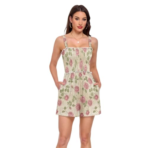Mameluco vintage de verano para paseos de tarde y terrazas con cuello cuadrado de mujer