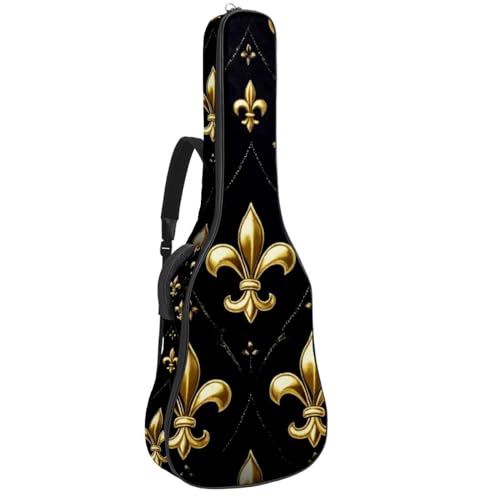 Housse pour guitare acoustique élégante motif petite fleur de lys avec sangle au dos