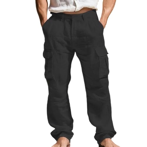 Image of Generisch Men's Trousers in Workwear Design with Straight Leg for Breathable Versatile Outdoor Use, black, M