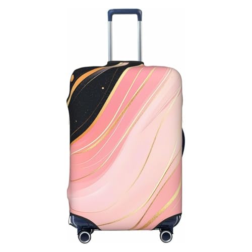 Pink Golden Marble Elastic Travel Luggage Cover, Washable Spandex Suitcase Protector, Anti-Scratch Fits 18-32 Inch