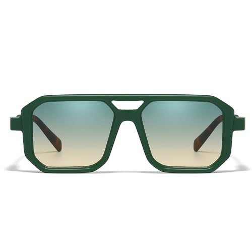 IGnaef Tangle Free Aviator Sunglasses for Women Men Trendy Square Frame with Double Bridge UV400 Protection IF61252